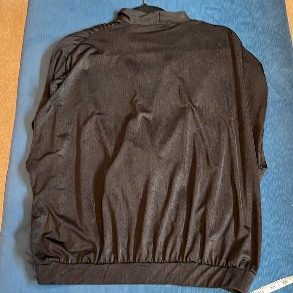 Black Zara size M cap-sleeves faux wrap blouse with tie - Picture 8 of 9